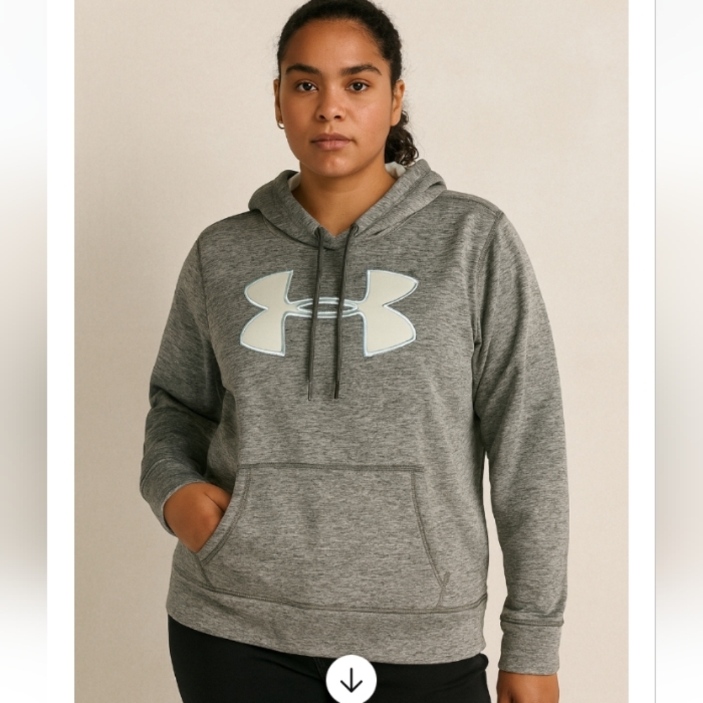 Under Armour Gray Logo Hoodie Sweatshirt | Size Large